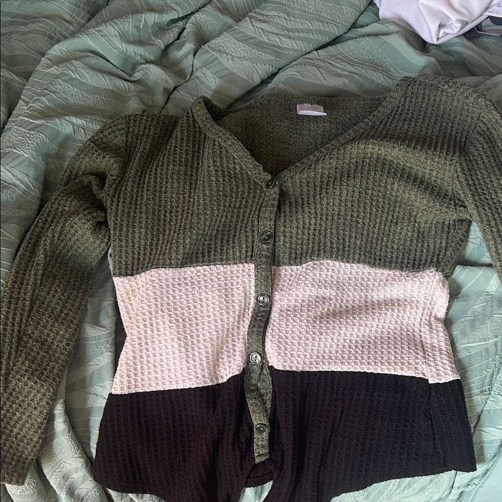 Stylish Olive and Black Women's Sweater
